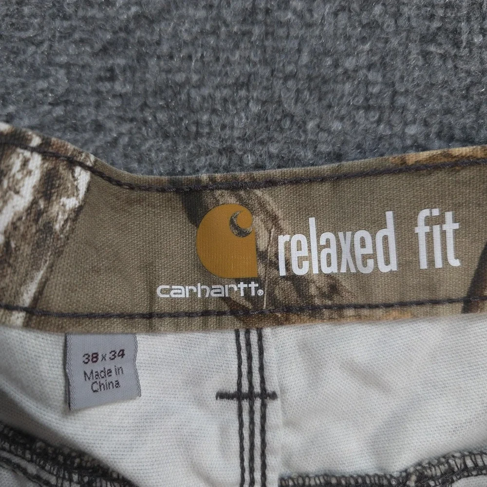 Carhartt Pants Mens 38x34 Brown Realtree Full Swing Relaxed Fit Camo Hunting